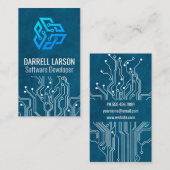 Moderne technische Logo | Circuit Board Blauwe tex Visitekaartje (Voorkant / Achterkant)