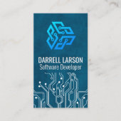 Moderne technische Logo | Circuit Board Blauwe tex Visitekaartje (Voorkant)