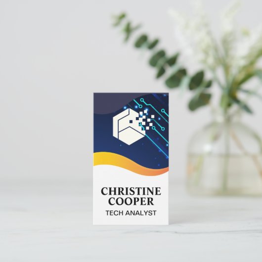 Moderne technische Logo | Technologie Visitekaartje (Staand voorkant)