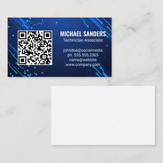 Moderne technologie | Blauwe computerknooppunten Visitekaartje (Voorkant / Achterkant)