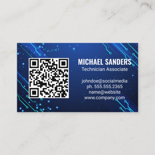 Moderne technologie | Blauwe computerknooppunten Visitekaartje (Voorkant)