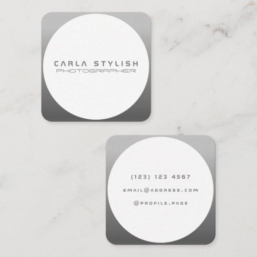 Moderne technologie geïnspireerd rond grijs zilver vierkante visitekaartje (Voorkant / Achterkant)