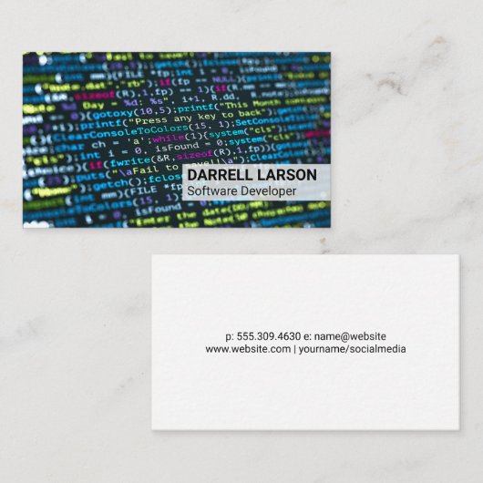 Moderne technologie | programmeercode visitekaartje (Voorkant / Achterkant)