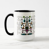 Moderne technologieobjecten en materiaalpatroon mok (Links)