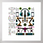 Moderne technologieobjecten en materiaalpatroon poster (Voorkant)