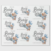 Moderne Teddy Bear Baby Boy Douche Cadeaupapier (Vlak)