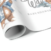 Moderne Teddy Bear Baby Boy Douche Cadeaupapier (Rol Hoek)