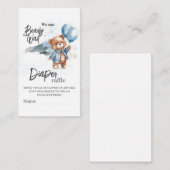 Moderne Teddybeer Baby Shower Luier Raffle Informatiekaartje (Voorkant / Achterkant)