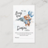 Moderne Teddybeer Baby Shower Luier Raffle Informatiekaartje (Voorkant)
