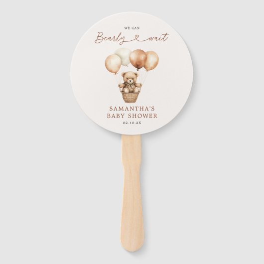 Moderne teddybeer genderneutraal Baby shower Handwaaier (Voorkant)