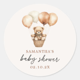 Moderne teddybeer genderneutraal Baby shower Ronde Sticker