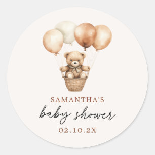 Moderne teddybeer genderneutraal Baby shower Ronde Sticker
