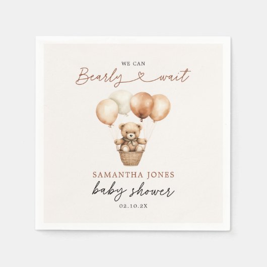 Moderne teddybeer genderneutraal Baby shower Servet (Voorkant)