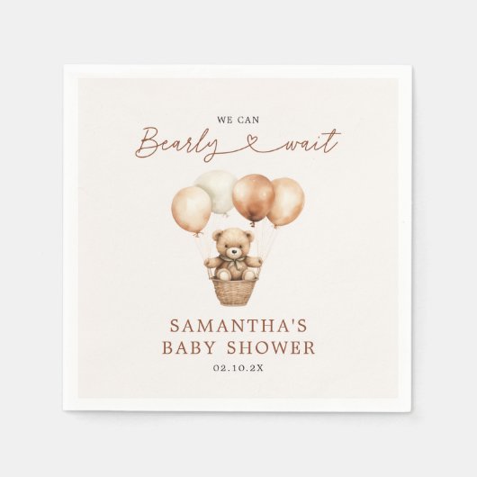 Moderne teddybeer genderneutraal Baby shower Servet (Voorkant)