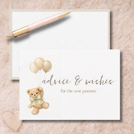 Moderne Teddybeer Shower Wensen en Advieskaart Bedankkaart