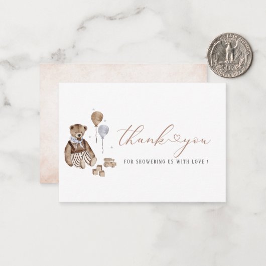 Moderne Teddybeer Teddykwekerij Waterverf Notitiekaartje (Voorkant / Achterkant in situ)