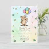 Moderne teddybeer Vriendelijke babyshower Kaart (Staand voorkant)