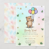 Moderne teddybeer Vriendelijke babyshower Kaart (Voorkant / Achterkant)