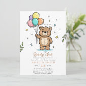 Moderne teddybeer Vriendelijke babyshower Kaart (Staand voorkant)