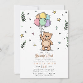 Moderne teddybeer Vriendelijke babyshower Kaart