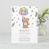 Moderne teddybeer Vriendelijke babyshower Kaart (Staand voorkant)