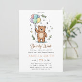 Moderne teddybeer Vriendelijke babyshower Kaart (Staand voorkant)