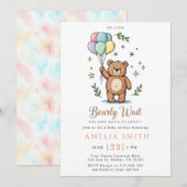 Moderne teddybeer Vriendelijke babyshower Kaart (Voorkant / Achterkant)