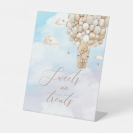 Moderne teddybeer waterverf baby shoPedestal Sign Reclamebord Met Voetstuk