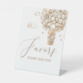 Moderne teddybeer waterverf baby shower gunsten reclamebord met voetstuk