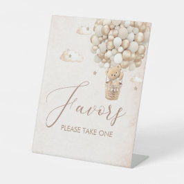 Moderne teddybeer waterverf baby shower gunsten reclamebord met voetstuk