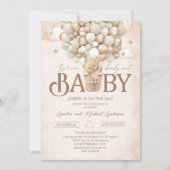 Moderne teddybeer waterverf baby showerInvitation Kaart (Voorkant)
