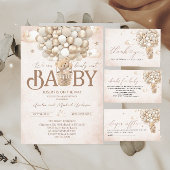 Moderne teddybeer waterverf baby showerInvitation Kaart
