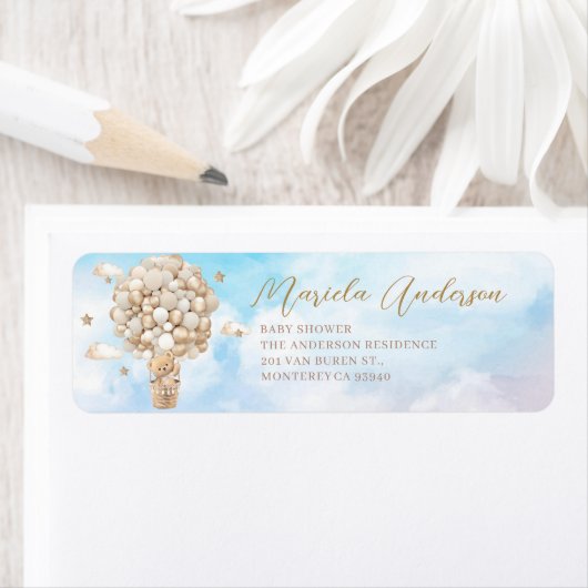 Moderne teddybeer waterverf bReturn Adres Label (Insitu)