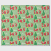 Moderne teddyberen in kerstpyjama met boom cadeaupapier (Vlak)