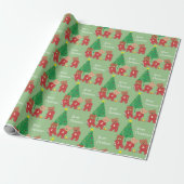 Moderne teddyberen in kerstpyjama met boom cadeaupapier (Uitgerold)