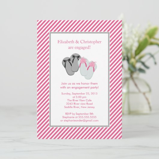 Moderne Teenslippers - Paar Engagement Party Kaart (Staand voorkant)