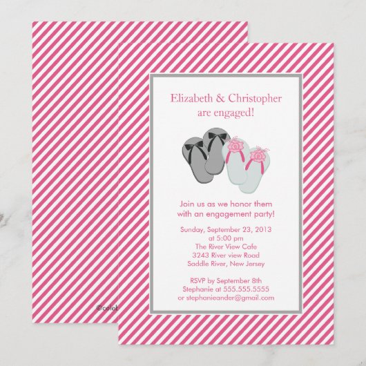 Moderne Teenslippers - Paar Engagement Party Kaart (Voorkant / Achterkant)