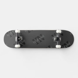 Moderne Tegel Donkergrijze Monogram Naam/Andere Te Persoonlijk Skateboard