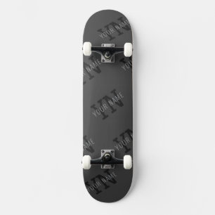 Moderne Tegel Donkergrijze Monogrammennaam/andere Persoonlijk Skateboard