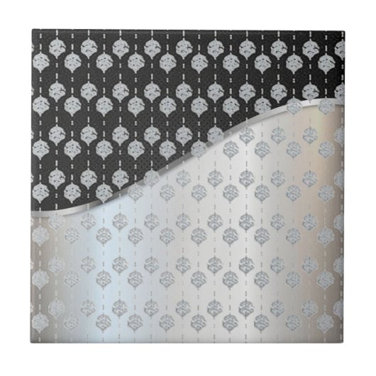 Moderne Tegel met zwarte en zilveren keramische vo Tegeltje (Voorkant)