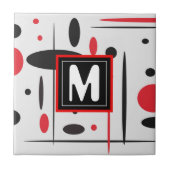 Moderne Tegel van Monogram Black en Red Tegeltje (Voorkant)