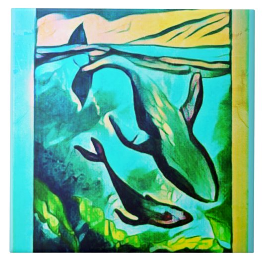 Moderne Tegel voor walviskunst Tegeltje (Voorkant)