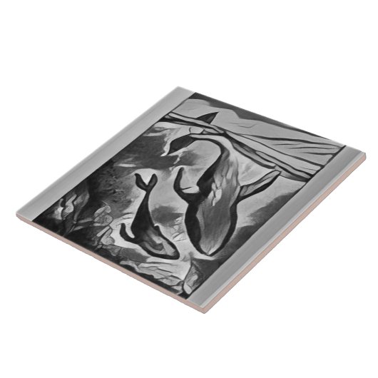 Moderne Tegel voor walviskunst Tegeltje (Zijkant)