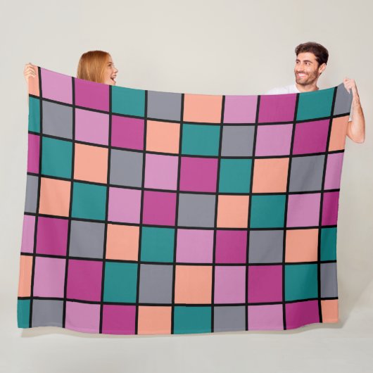 Moderne Tegels Patroon 5 kleuren Fleece Deken (In situ)