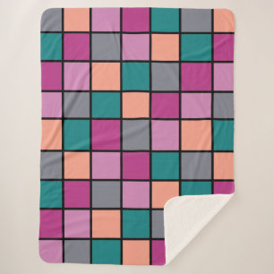 Moderne tegels Patroon 5 kleuren Sherpa Deken