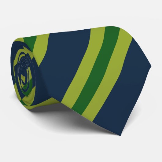 Moderne tekendiagonale strepes blauw groen stropdas (Opgerold)