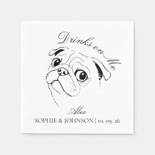 Moderne tekening van een pug-hond in minimalistisc servet