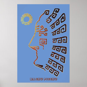 Moderne tekening van Machu Picchu Poster