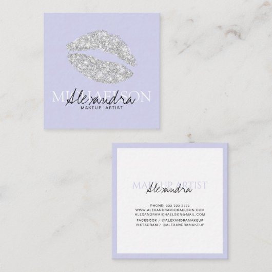 Moderne tekenlavendel voor make-up vierkante visitekaartje (Voorkant / Achterkant)