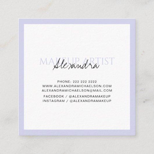 Moderne tekenlavendel voor make-up vierkante visitekaartje (Achterkant)